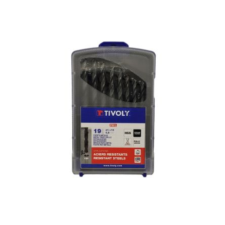 Imagen de Estuche 19 brocas para acero Tivoly 1-10 mm