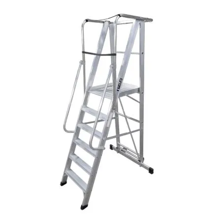 Imagen de Escalera móvil con plataforma plegable KTL KASTLE de aluminio